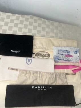 Fossil Cream Canvas Dust Bag with Assorted Branded Pouches
